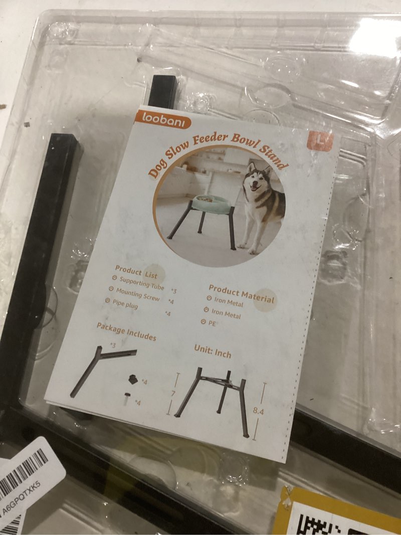 Condition photo showing New/Like New for Dog Bowl Stand for Large Dogs, Adjustable Width & Height, Tall Elevated Dog Food Water, Bowl Not Included Height: 9.8-13.4", Width: 7-10.7" Black, 9.8-13.4H-Square