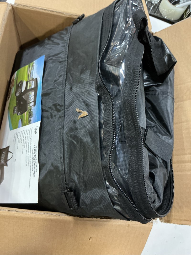 Condition photo showing Good Condition for 10l0l 2/4 passenger golf cart driving enclosure for ezgo txt/rxv model, 4-sided clear window 600d rain cover all weather windproof waterproof - black/beige black (deluxe) for ezgo txt & rxv 2 passenger