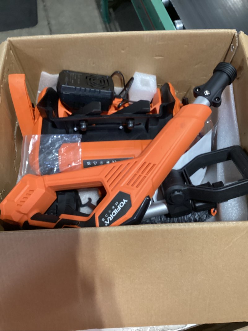 Condition photo showing Good Condition for Cordless Snow Shovel, Electric Snow Shovel 12" Width 6.7" Depth Cleaning and 20ft Throwing Distance, 4 Ah 21V Battery Brushless Snow Mover with Adjustable Front Handle for Driveway, Steps, Patio Orange