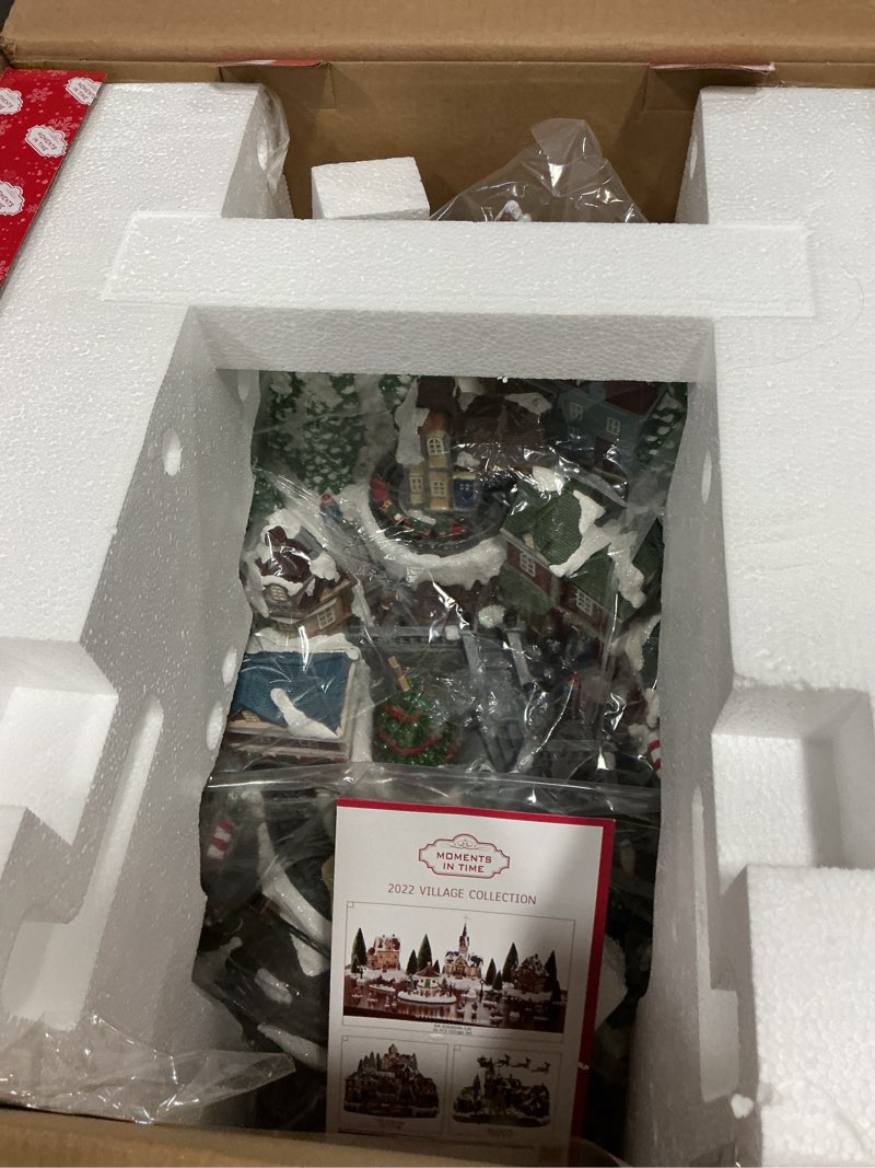 Condition photo showing New/Like New for MOMENTS IN TIME Animated City Hall Town Center 12.6” Lighted Christmas Village Building with Rotating Tree, LED Lights, Music & Adapter Hand-Painted Polyresin Holiday Display Holiday Scene 11646