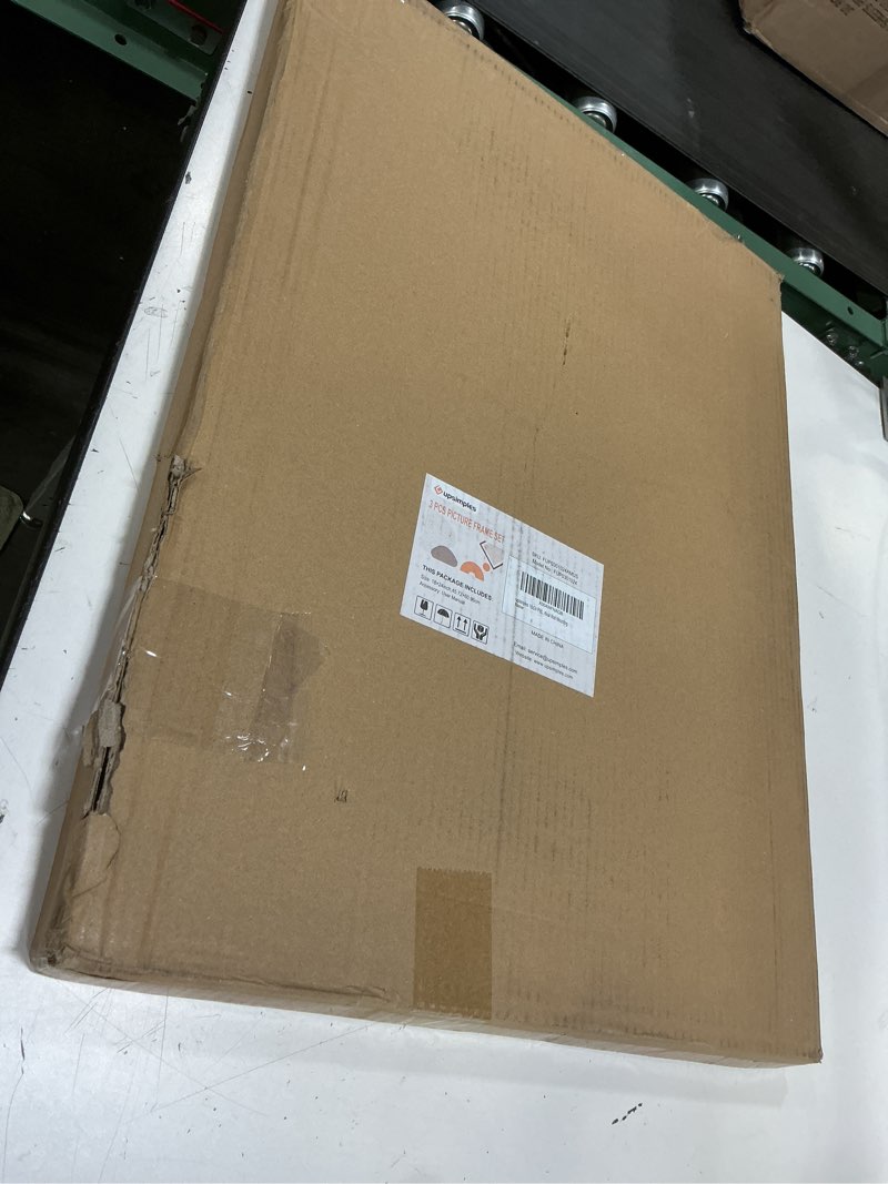 Condition photo showing New/Like New for upsimples 18x24 picture frame black 3 pack, scratch-proof poster frames 18 x 24 for photo gallery - slide-in strips, horizontal or vertical wall mounting