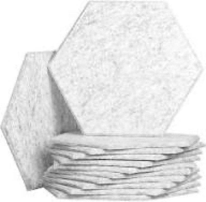 Acoustic Sound Proof 12" x 14" x 0.4" Hexagon Beveled Edge Tiles