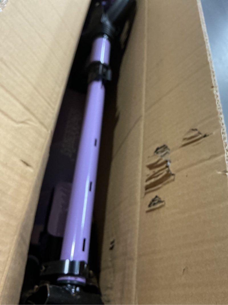 Condition photo showing As Is for nattork kick scooter for age 6+ kids teens adults, max load 240 lbs, adjustable height foldable with 8" large wheels, anti-shock suspension a-purple