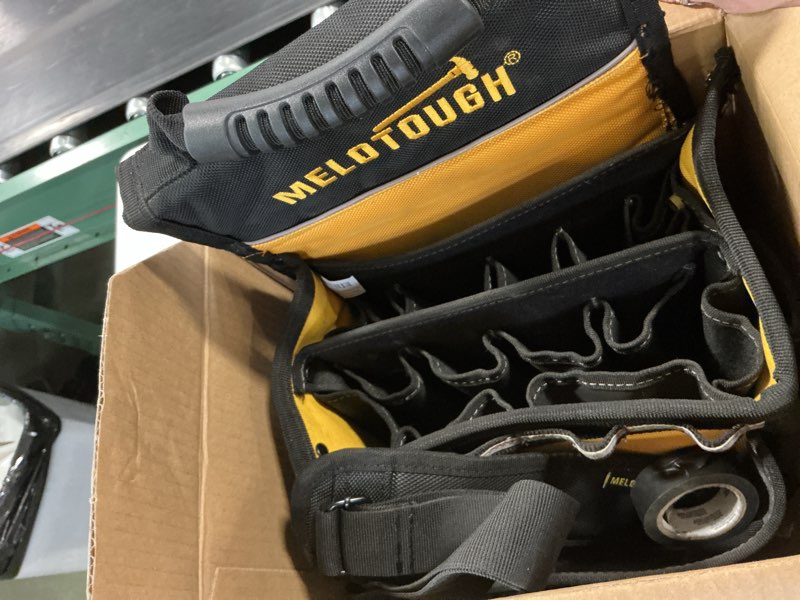 Condition photo showing Good Condition for MELOTOUGH Electrician Tool Pouch Bag with Padded Shoulder Strap Constructed Professional 27 Pockets Pouch with Belt Clip Easy Access Tool Belt Pouch with Hard Bottom for Carpenter/Technican Yellow Tool Pouch Bag