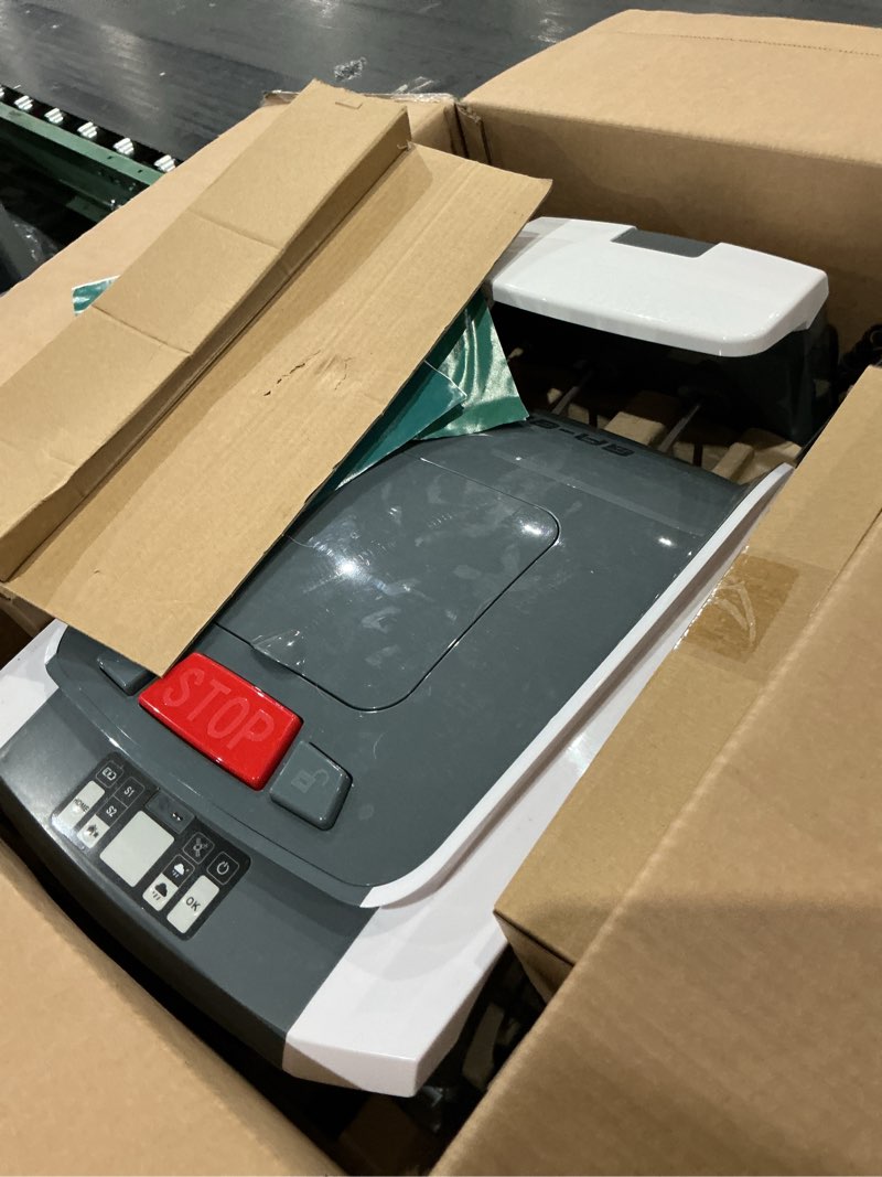 Condition photo showing As Is for automatic robot lawn mower with gps navigation, mows up to 1/2 acre /21,000 sq.ft,300% higher efficiency of auto path planning?app control?gps anti-theft, ipx5
