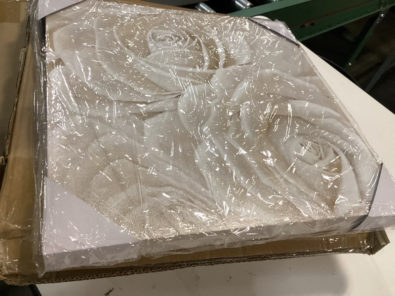 Condition photo showing New/Like New for Yihui Arts White Flower Canvas Wall Art with Textured - Square Artwork for Bedroom Over Bed Decor 16"L x 16"W White Flower