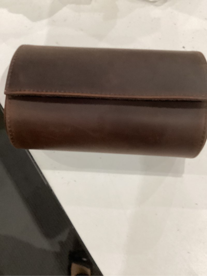 Condition photo showing Good Condition for genuine leather watch roll travel case,2 slots full grain leather watch box with pillow for men,watch storage organizer for home storage&display, gifts