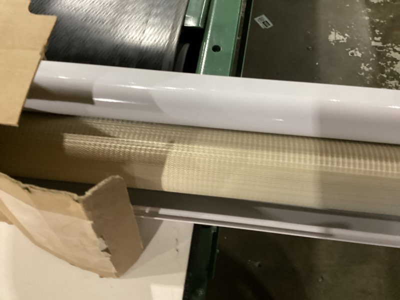 Condition photo showing As Is for jiangpin textile cordless zebra blinds for indoor windows free-stop zebra shades dual layer light filtering sheer shades roller window blinds for home (27" w x 72" h, cream) 27"w x 72"h cordless cream