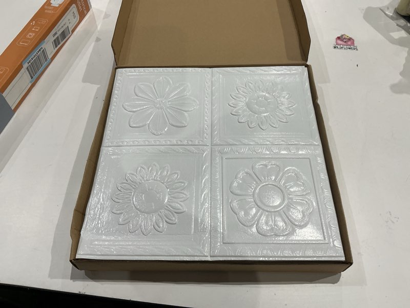 Condition photo showing Good Condition for nuanchu 20 pcs foam ceiling tiles 3d wall panels covered 26-105.5 sq. ft wall tiles adhesive waterproof wallpaper diy for living room bedroom (13.8 x 13.8 inch,fresh)