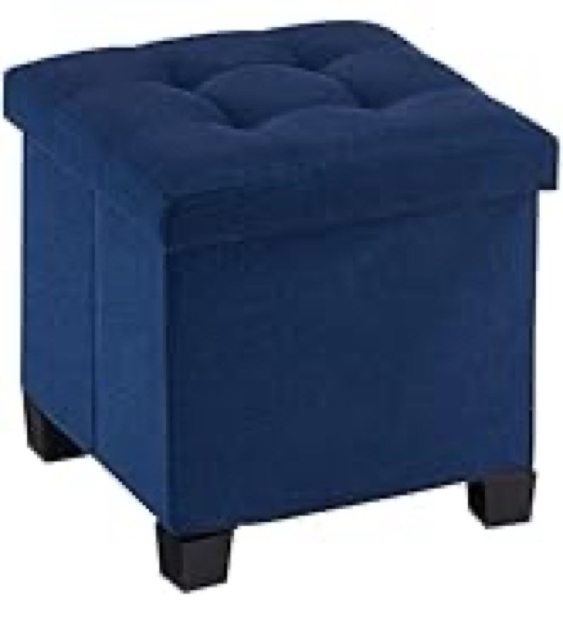 Apicizon 13 inches Small Storage Ottoman Cube, Foot Stool Foldable Storage Footrest with 4 Plastic Legs for Living Room Bedroom, Black 13\\\"D x 13\\\"W x 14.8\\\"H Blue 