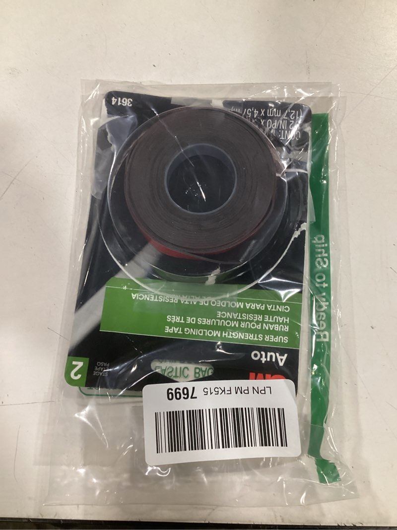 Condition photo showing Good Condition for 3m super-strength molding tape, 1/2 in x 15 ft, high strength double-sided adhesive, permanently attaches side moldings, trim and emblems to interior and exterior of vehicles (03614)