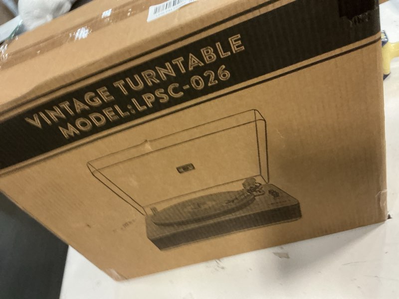 Condition photo showing New/Like New for LP&NO.1 Record Player Turntable with Built-in Speakers and USB Play&Recording Belt-Driven Vintage Phonograph Record Player 3 Speed for Entertainment and Home Decoration?Mahogany Wood? DarkBrown Wood