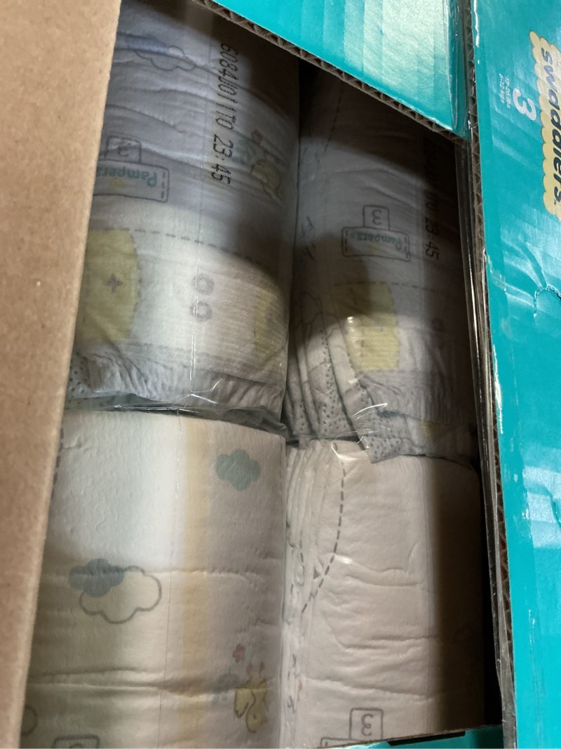 Condition photo showing New/Like New for pampers swaddlers diapers, size 3 (13-26 lbs), 136 count, absorbent, keeps baby dry and comfortable, skin safe disposable baby diaper (packaging may vary) size 3 136