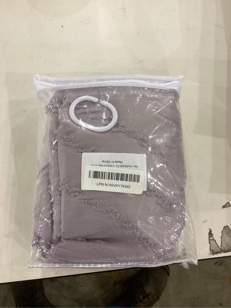 Craidlela Boho Farmhouse Woven Fabric Shower Curtain, Lavender Tufted Chevron Stripes Textured Minim