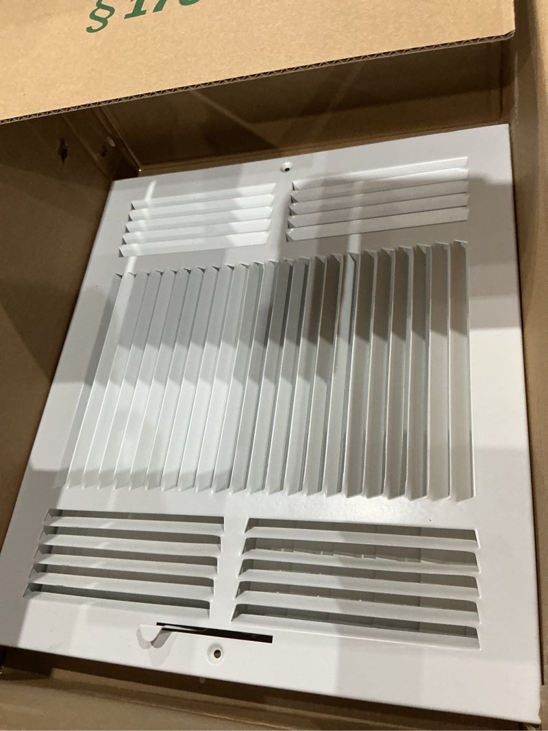 Condition photo showing Good Condition for fits 14x12 duct opening 3 way steel air supply diffuser by handua | register vent cover grille for sidewall and ceiling | white | outer dimensions: 15.75" x 13.75" 1 14" x 12" duct size