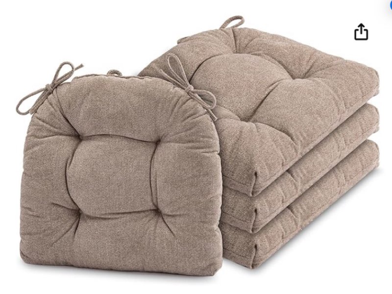 Chair Cushions for Dining Chairs Set of 4, Tufted Textured and Non-Slip Kitchen Chair Cushions Pads with Ties, Seat Cushions for Kitchen Patio Office Chairs (color may vary)