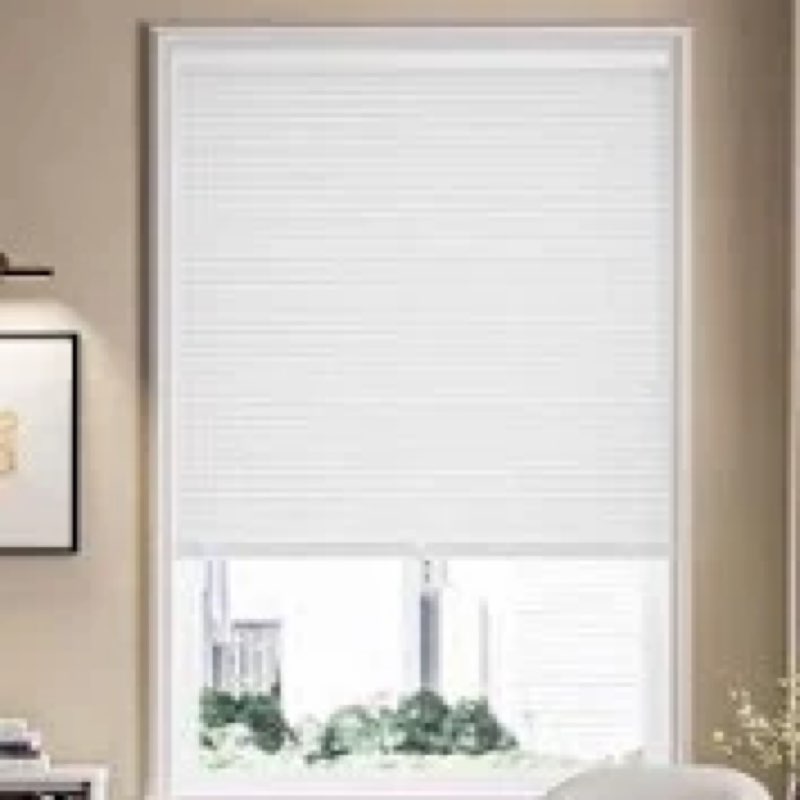 LazBlinds Cordless White 1" Room Darkening Vinyl Mini Blinds, 35.5" W X 48" H Horizontal Window Blin