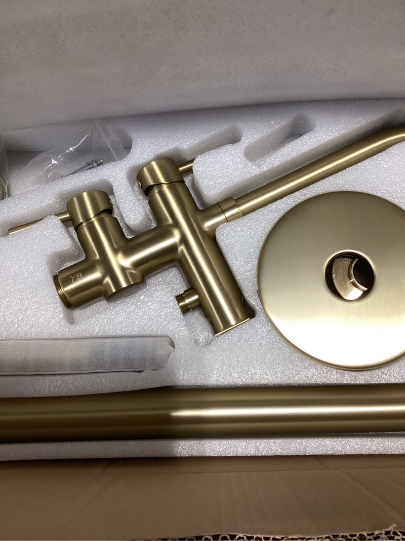 Condition photo showing New/Like New for Taplong Brushed Gold Free Standing Tub Faucet Freestanding Bathtub Faucet with Handheld Sprayer, Floor Mount Tub Filler, Shower Tub Faucet Set Complete, Bathtub Faucet with Shower-51005BG
