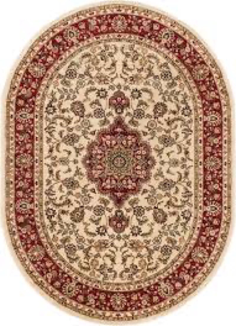 Well Woven Barclay Collection Medallion Kashan Ivory 6x9 Oval Rug - for Living Room, Bedroom, and Di
