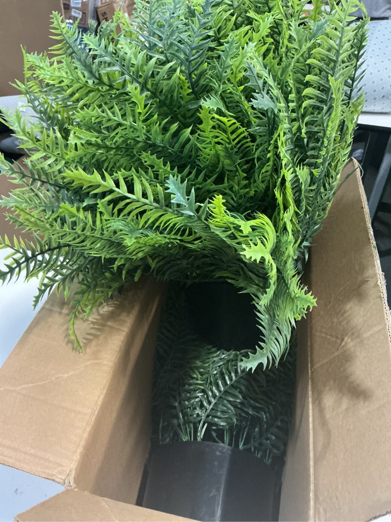 Condition photo showing Good Condition for foteewl artificial ferns potted plant for front door decoration - 2 sets uv resistant realistic bush faux greenery fern potted fake plants for home garden porch farmhouse decor