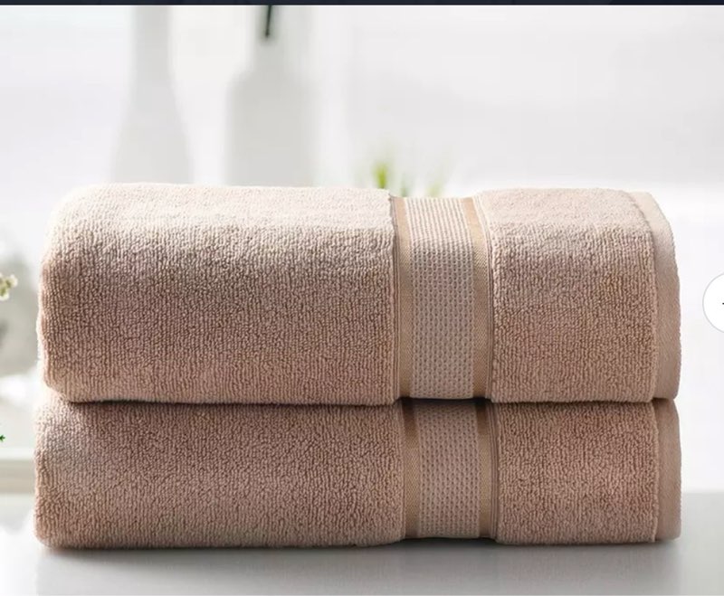 Set of 2 Kathy Ireland Home 100% Cotton Bath Towels Beige