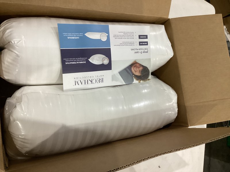 Condition photo showing New/Like New for Beckham Hotel Collection Bed Pillows Standard/Queen Size Set of 2 - Original Soft Down Alternative Pillow for Sleeping - Soft Support for Back, Stomach or Side Sleepers Queen / Standard White