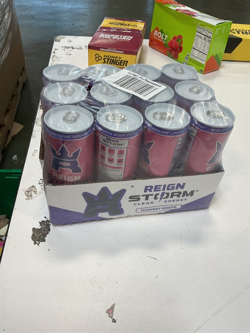 Condition photo showing New/Like New for REIGN Storm, Harvest Grape, Fitness & Wellness Energy Drink, 12 Fl Oz (Pack of 12)