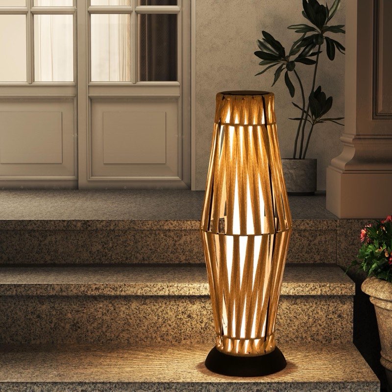 GREEN MORE Rattan Solar Patio Lights,50 Lumen Auto-On/Off Outdoor Floor Solar Lamp, IP65 Waterproof with 8H Runtime for Garden Pathways & Landscape Lighting