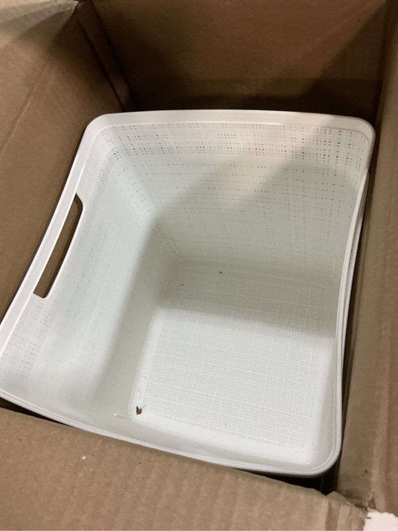 Condition photo showing Good Condition for curver set of 2 xl 30.5l jute decorative plastic organization and storage baskets - perfect bins for home office, closet shelves, kitchen pantry and all bedroom essentials, white white extra large