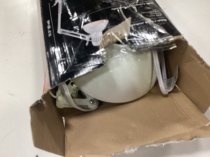 Condition photo showing As Is for GLOBE Electric 52847 31.5 Inch Swing Arm Clamp-On White Desk Lamp with Nickel Accents, On/Off Rotary Switch, Book Reading Light, Home Essentials, Office Décor, LED Bulb Compatible