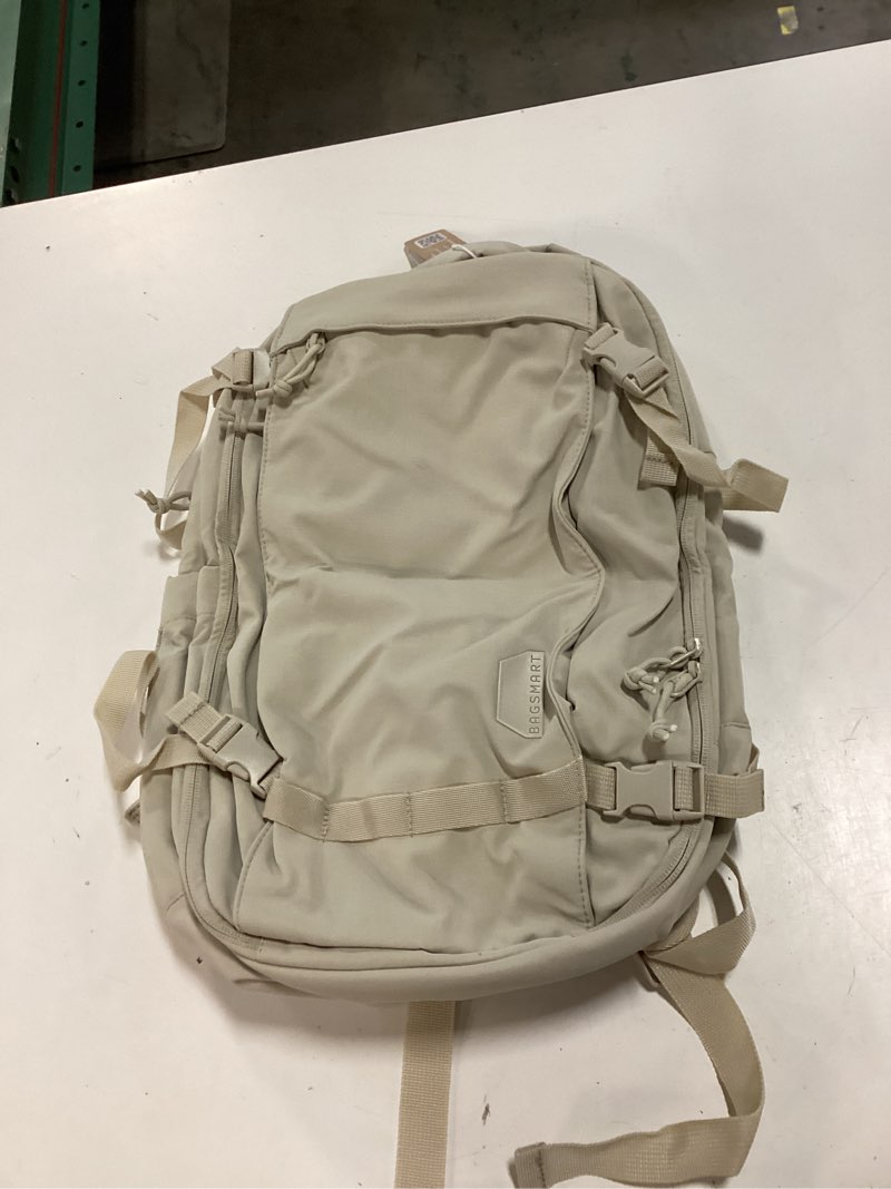 Condition photo showing New/Like New for bagsmart travel backpack for women, 15.6 inch carry on bag, beige | tsa approved personal item fit for flights. water resistant weekender daypack ideal for travel, business, and daily use. beige 15.6 inch