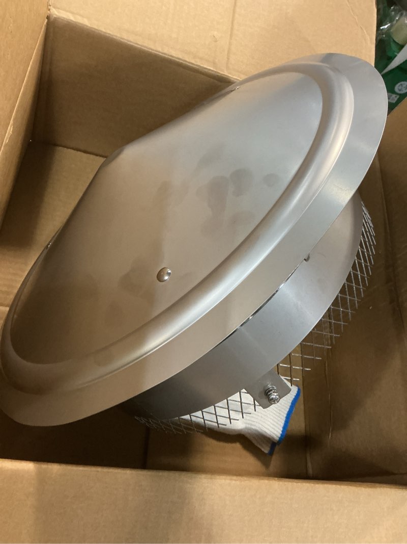 Condition photo showing Good Condition for 12 inch chimney cap,adjustable chimney cap (fits 11.9" - 12.3" round flues) - 12" stainless steel cone top with screen, round chimney cap reinforced round rain cover for vents all-round protection