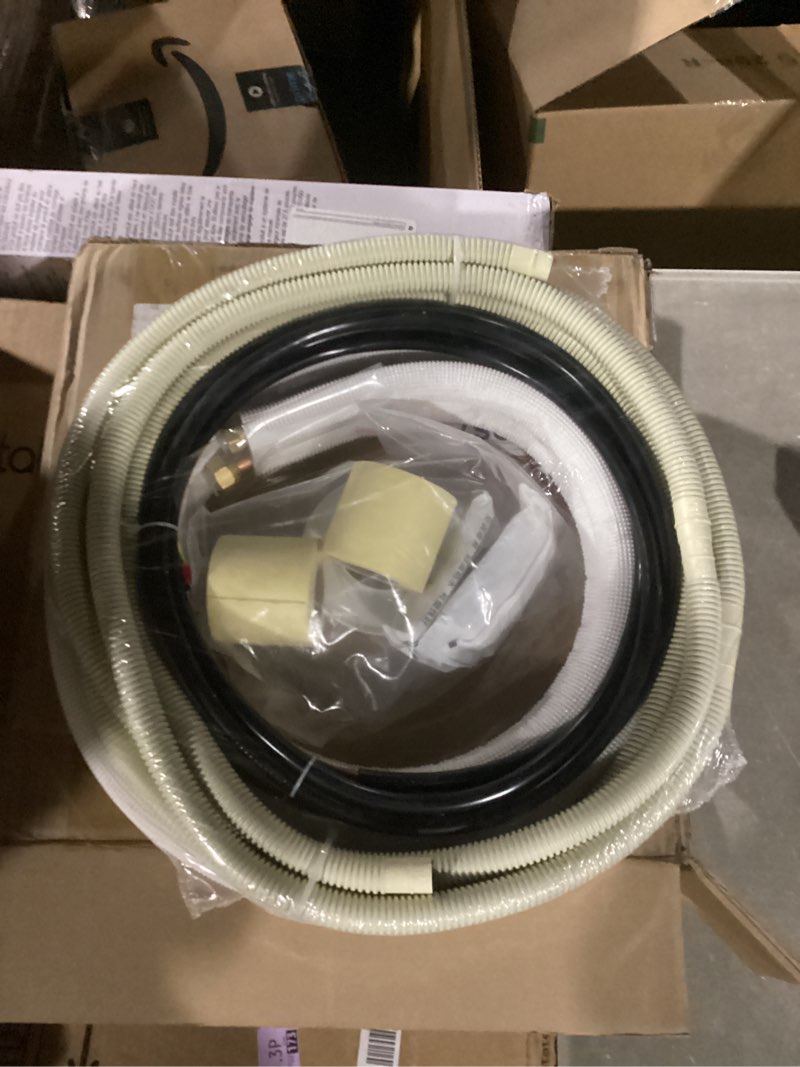 Condition photo showing Good Condition for 10 ft mini split line set, 1/4"& 3/8" 0.d. flared copper tubingpipes & 3/8" thickened pe insulated coil with nuts &installation kit for mini split air conditioner & heat system