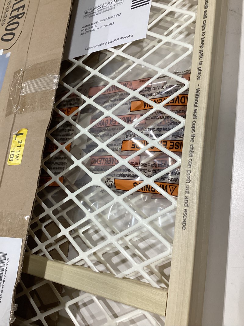 Condition photo showing Good Condition for Toddleroo by North States - Diamond Mesh Wooden Baby Gate: Pressure Mounted Baby Gate for Doorways - Adjustable 26.5 to 42 Inches Wide - 23 Inches Tall