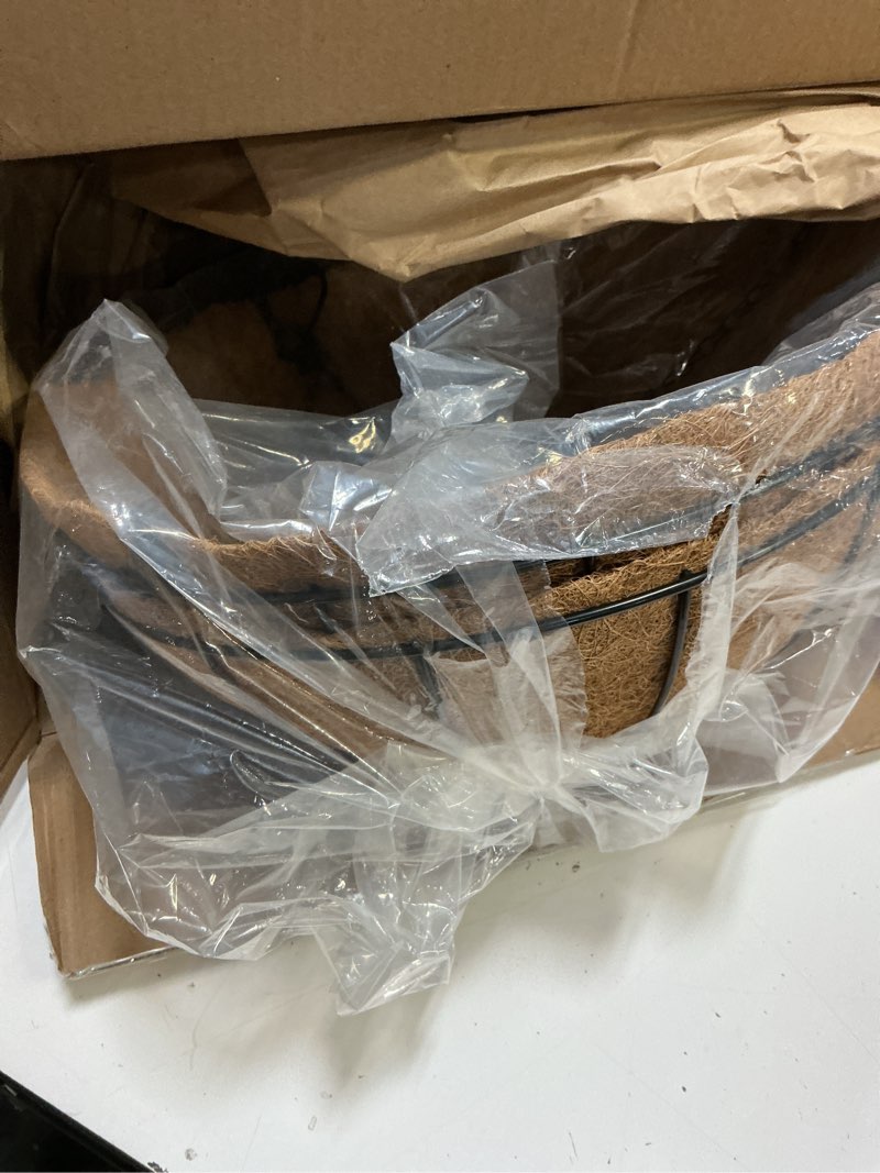 Condition photo showing Good Condition for hanging plant basket flower holder (2pack, 16 inch)-metal wire round hanging basket planter with coco fiber liners for plants flower pots outdoor garden porch and balcony decor 2 16 inch