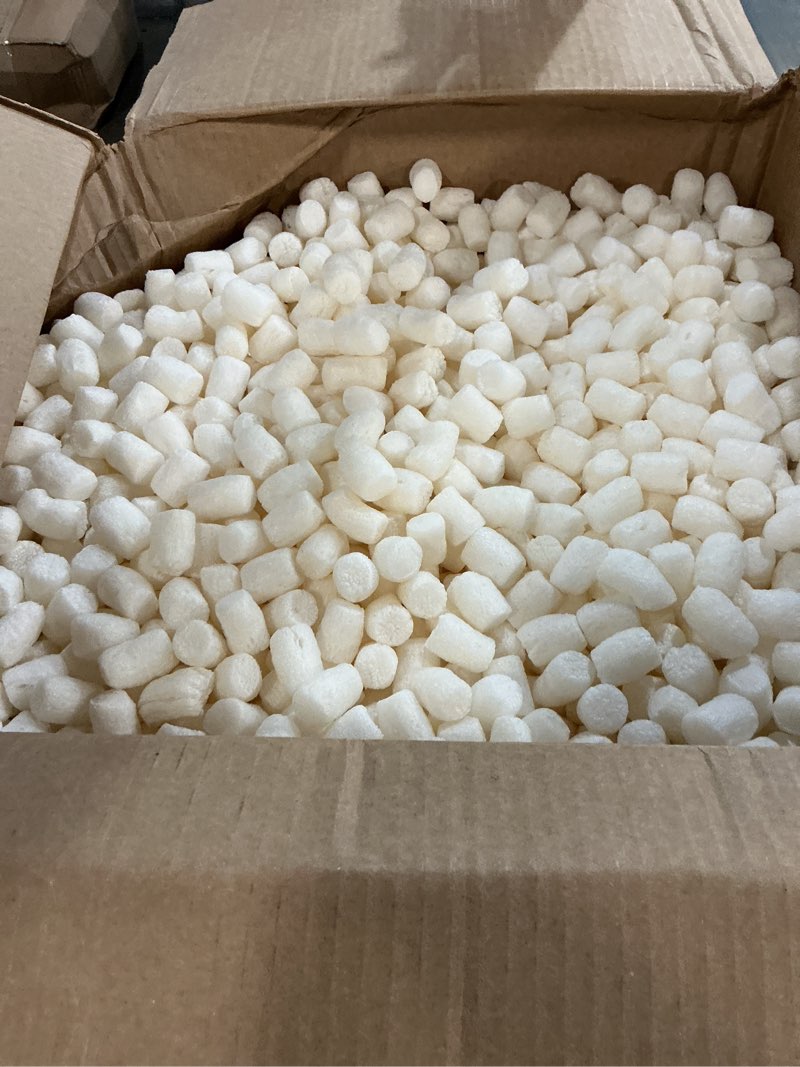 Condition photo showing As Is for uoffice biodegradable recycled packing peanuts 3.5 cu. ft. (22.5 gallons), void fillers for moving boxes, for packing, moving & shipping