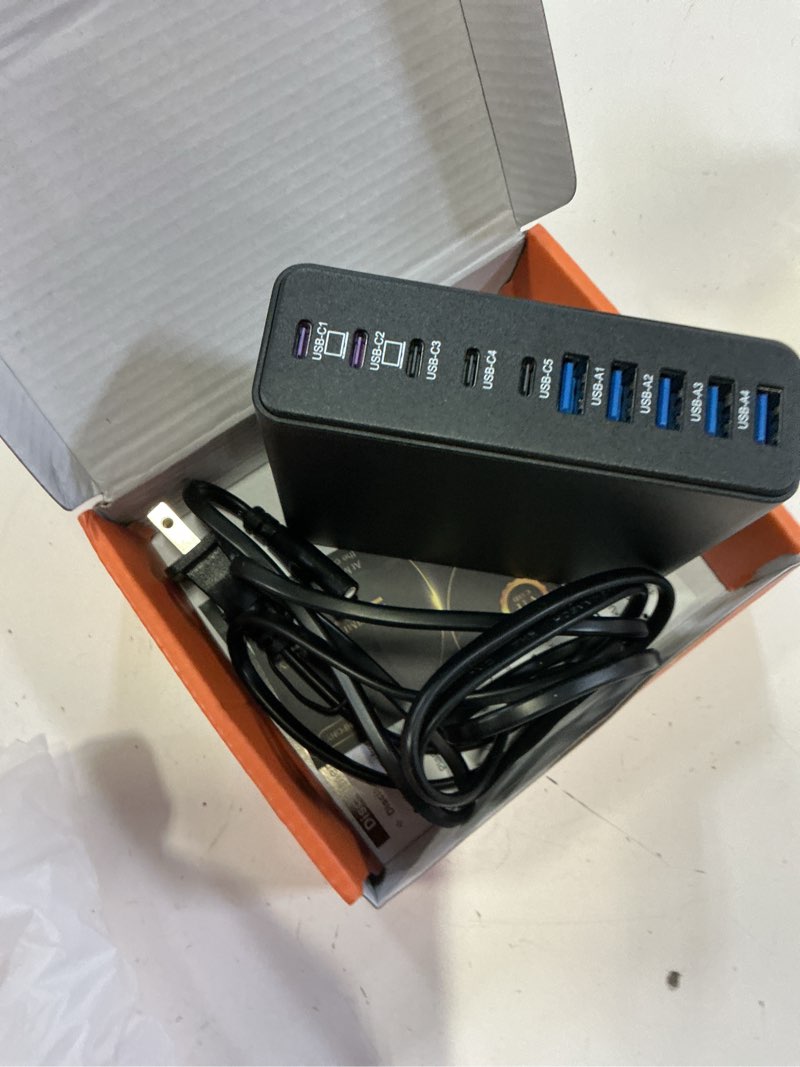 Condition photo showing Good Condition for 320w usb c charger block, 10-port usb c charging station gan iii pd 65w laptop fast charger adapter for macbook pro/air, dell, ipad, iphone, samsung galaxy black