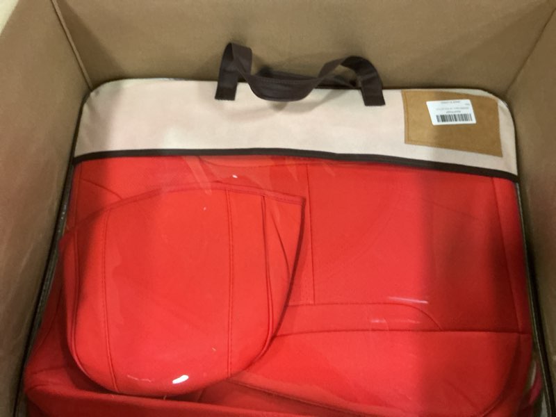 Condition photo showing New/Like New for Red Car Seat Covers Full Set - Breathable Faux Leather Universal 5 Seat Covers for Cars, Automotive Protector Fit for Most Sedan SUV Pick-up Truck