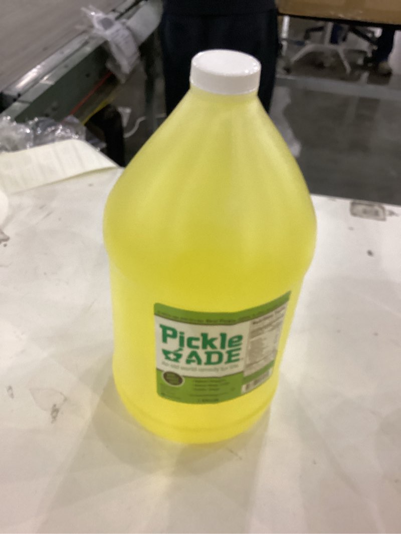 Condition photo showing New/Like New for PickleAde Real Dill Pickle Juice with Turmeric, 1 Gallon (128 oz) | Muscle and Leg Cramp Relief | Bulk Size Pickle Juice Sports Drink | Electrolyte Replacement | Pickle Brine | Kosher Pickle Juice for Coctail Mixers, Pickling, Flavoring & Marinades