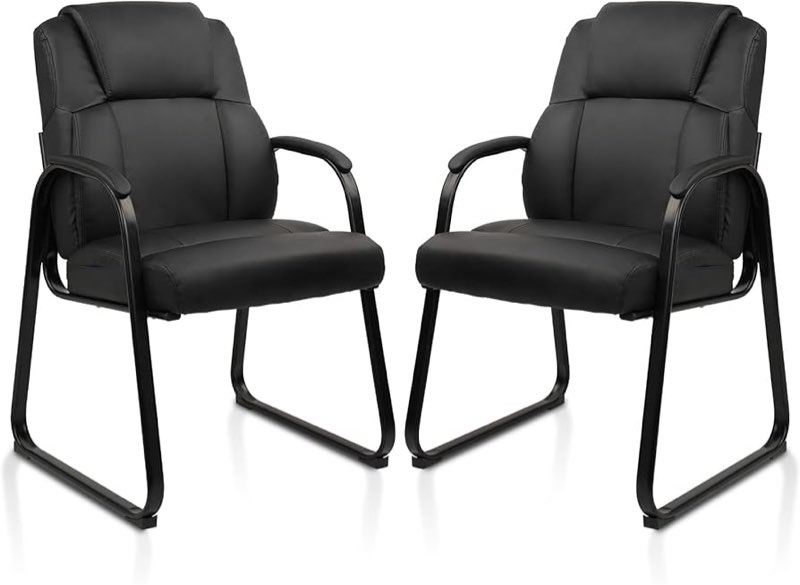 clatina leather guest chair with padded arm rest for reception meeting conference