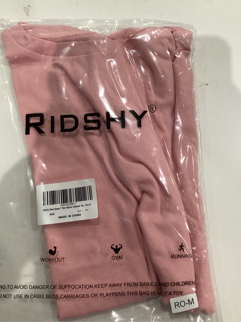 Condition photo showing New/Like New for Womens Short Sleeve T Shirts Crewneck Slim Tshirt Ribbed Basic Tees Summer Tops Small Pink