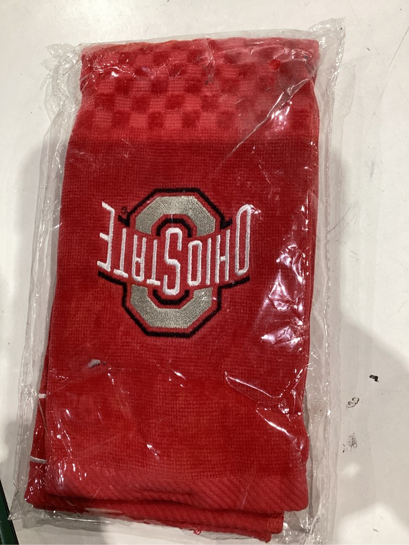 Condition photo showing New/Like New for Team Golf NCAA Embroidered Golf Towel, Checkered Scrubber Design, Embroidered Logo Ohio State Buckeyes One Size Multi Team Color