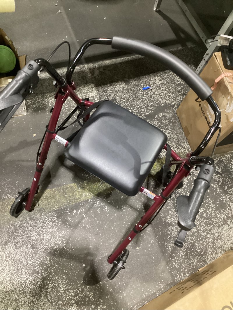 Condition photo showing Good Condition for 16 pounds lightweight walkers for seniors with seat, narrow rolling walker with 4 puncture-resistant wheels, 5-level height adjustable, 300 lbs weight capacity (red)