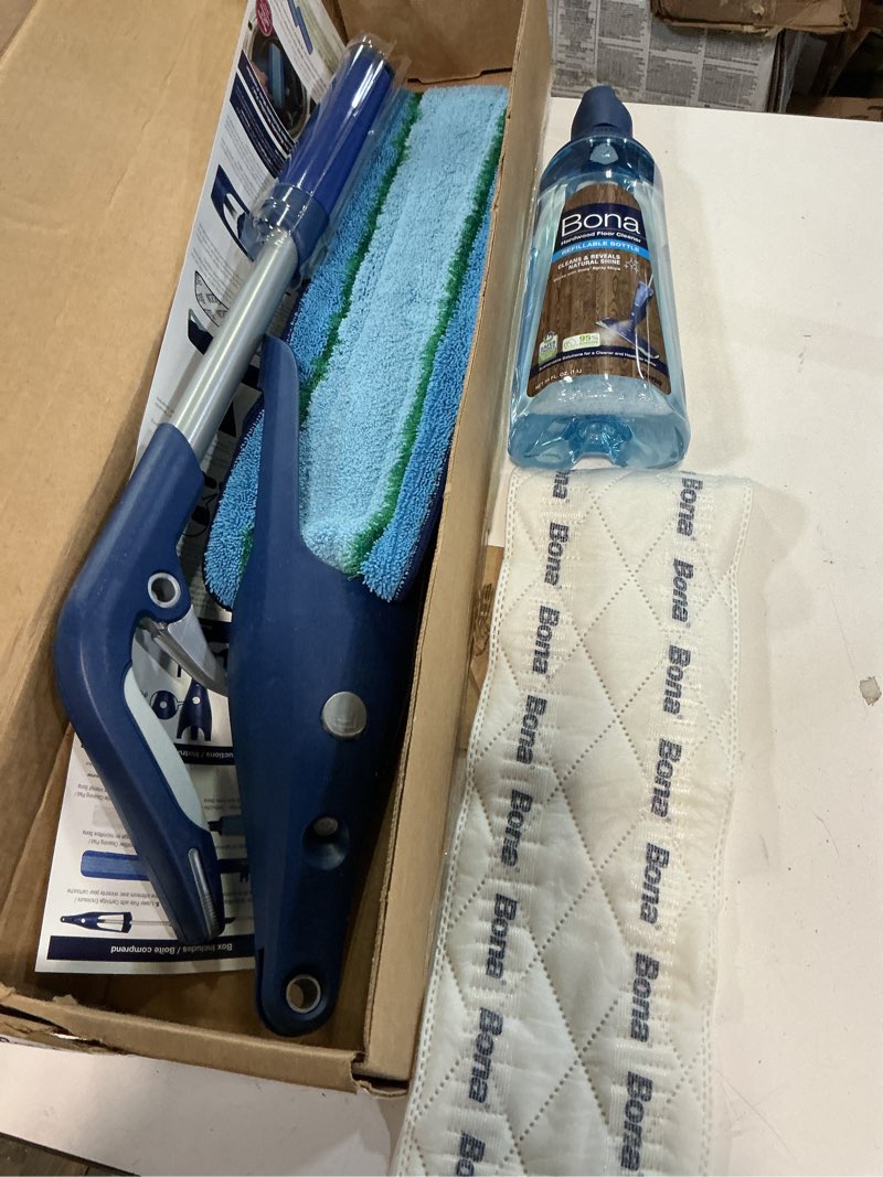 Condition photo showing Good Condition for Bona PowerPlus Premium Motion Spray Mop for Hardwood Floors - Includes PowerPlus Hardwood Floor Cleaning Solution and PowerPlus Microfiber Cleaning Pad - Vibrating Spray Mop for Wood Floors