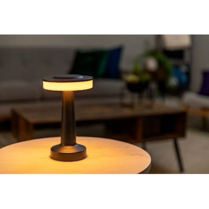 style selections modern 8-in black led touch table lamp with plastic shade