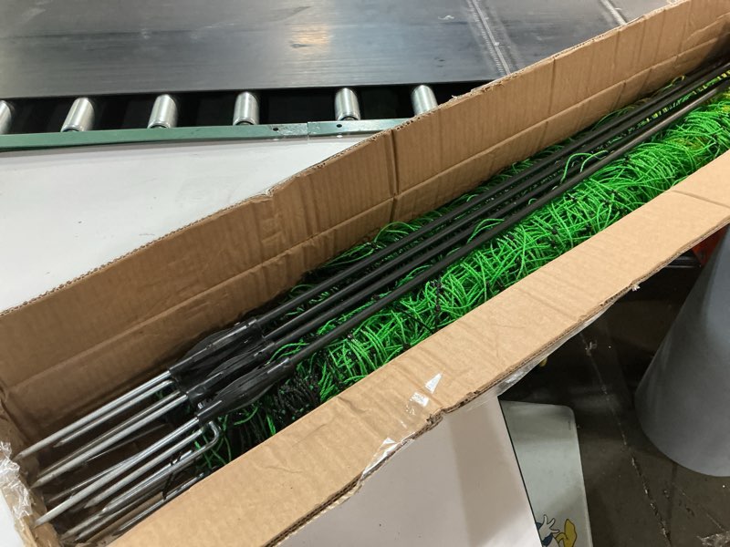 Condition photo showing New/Like New for decofy electric fence netting, 42.5" x 164' electric netting fence, pe portable electric netting with 14 posts double spiked for sheep, goats, hog, lambs in yard, farms and ranches animals protection