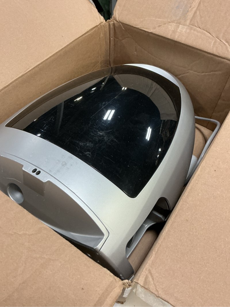 Condition photo showing As Is for eyevac home touchless vacuum automatic dustpan - great for sweeping pet hair food dirt kitchen - ultra fast & powerful, no more bending down, bagless, corded, automatic sensors, 1000 watt (silver)