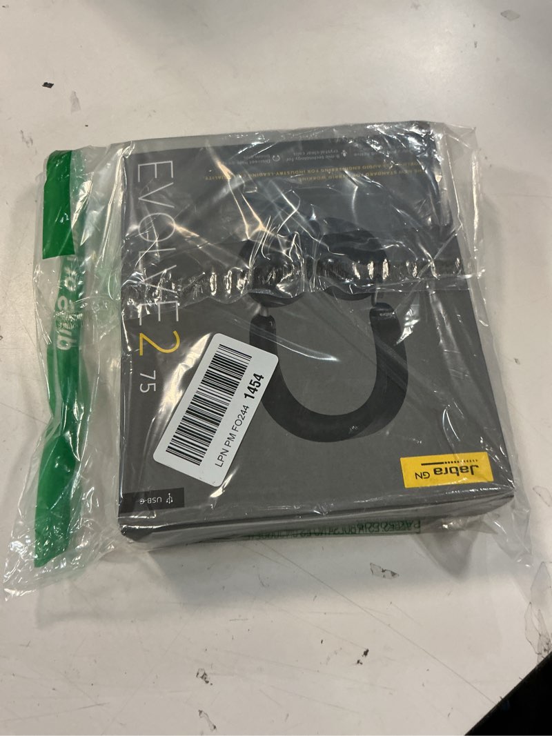 Condition photo showing New/Like New for Jabra Evolve2 75 PC Wireless Headset with 8-Microphone Technology - Dual Foam Stereo Headphones with Adjustable Advanced Active Noise Cancelling, USB-C Bluetooth Adapter and UC Compatibility - Black USB-C Dongle All Platforms Charging Cord