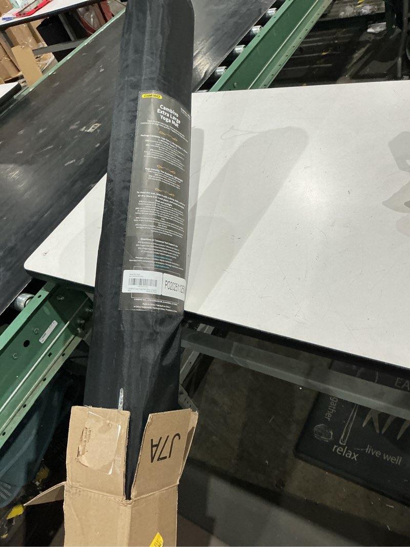 Condition photo showing New/Like New for cambivo large yoga mat (6'x 4'), extra wide workout mat for men and women, 0.24''/0.32''/0.4''/0.48'' thick exercise fitness tpe mat for home gym, yoga, pilates, workout (barefoot exercise) black 6mm