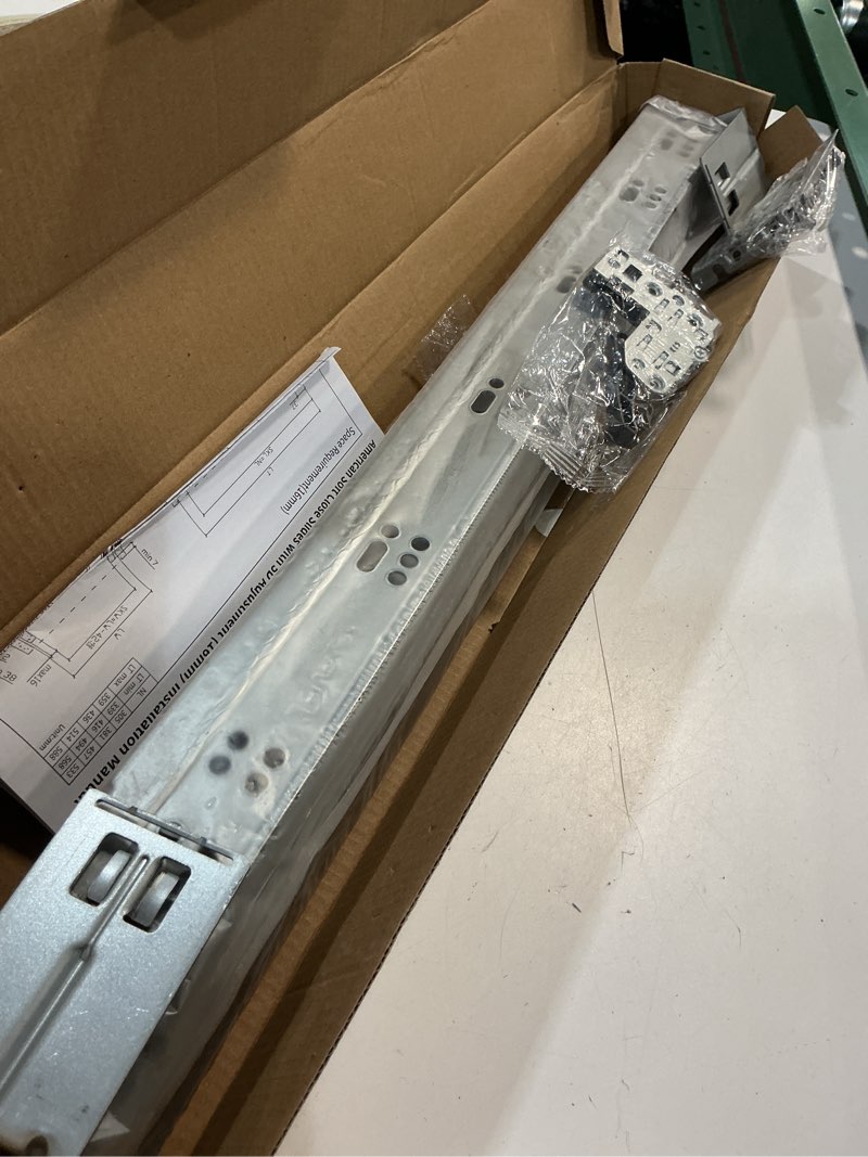 Condition photo showing Good Condition for chibery 1 pair 21 inch 5d undermount soft close drawer slides, full extension, locking device, rear mount brackets, concealed bottom mount rails runners for face frame cabinet, 100 lb load capacity 21 inches 1